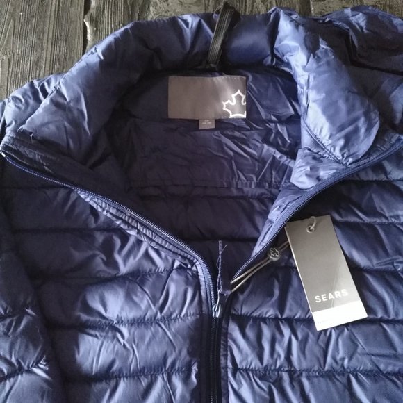 Sears Men's Ultra Light Down Jacket Blue Or Black Sz Small - Picture 5 of 10